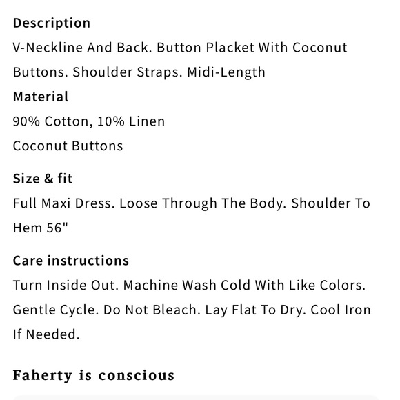 ❌SOLD❌ $148 NWT! Faherty Brand Cliffside Dress - Cedarwood - Picture 9 of 10